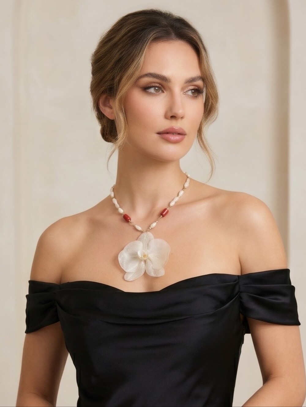 #289 HAND CRAFTED Necklace handcrafted handmade Orchid Resin Dyed coral FWPearls